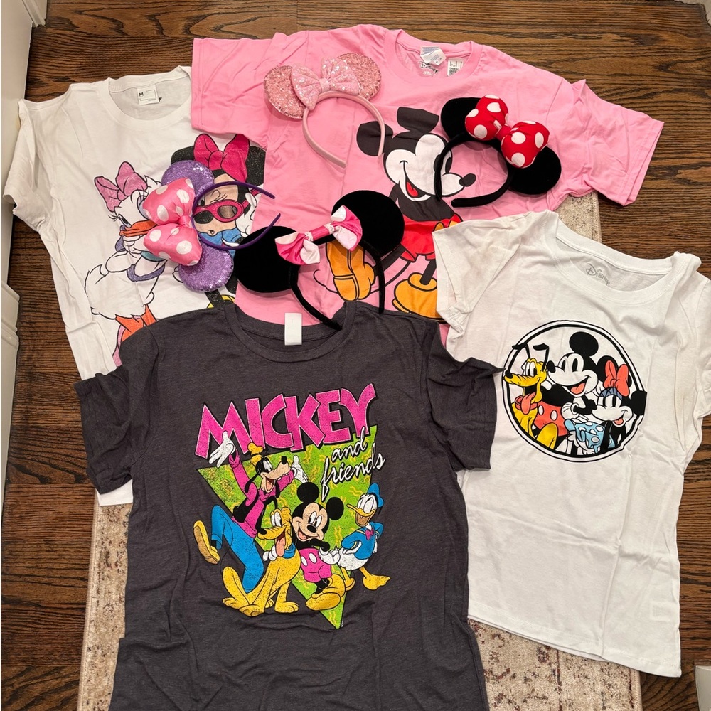 Women’s assorted Mickey T-shirts and Mickey ears
